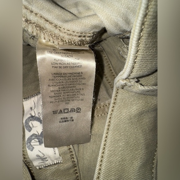 We The Free People Tan Distressed Raw Hems Jeans Size High Waisted Skinny 32 - Picture 5 of 10